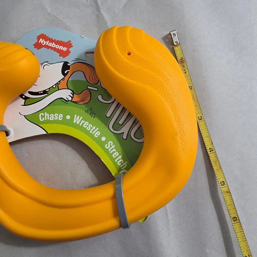 Nylabone C-shuu Dog Toy Orange Stretchy Interactive Chase Wrestle Stretch Toy